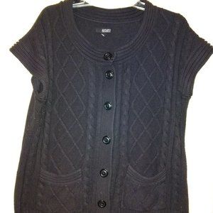 black short sleeved button up sweater 2X